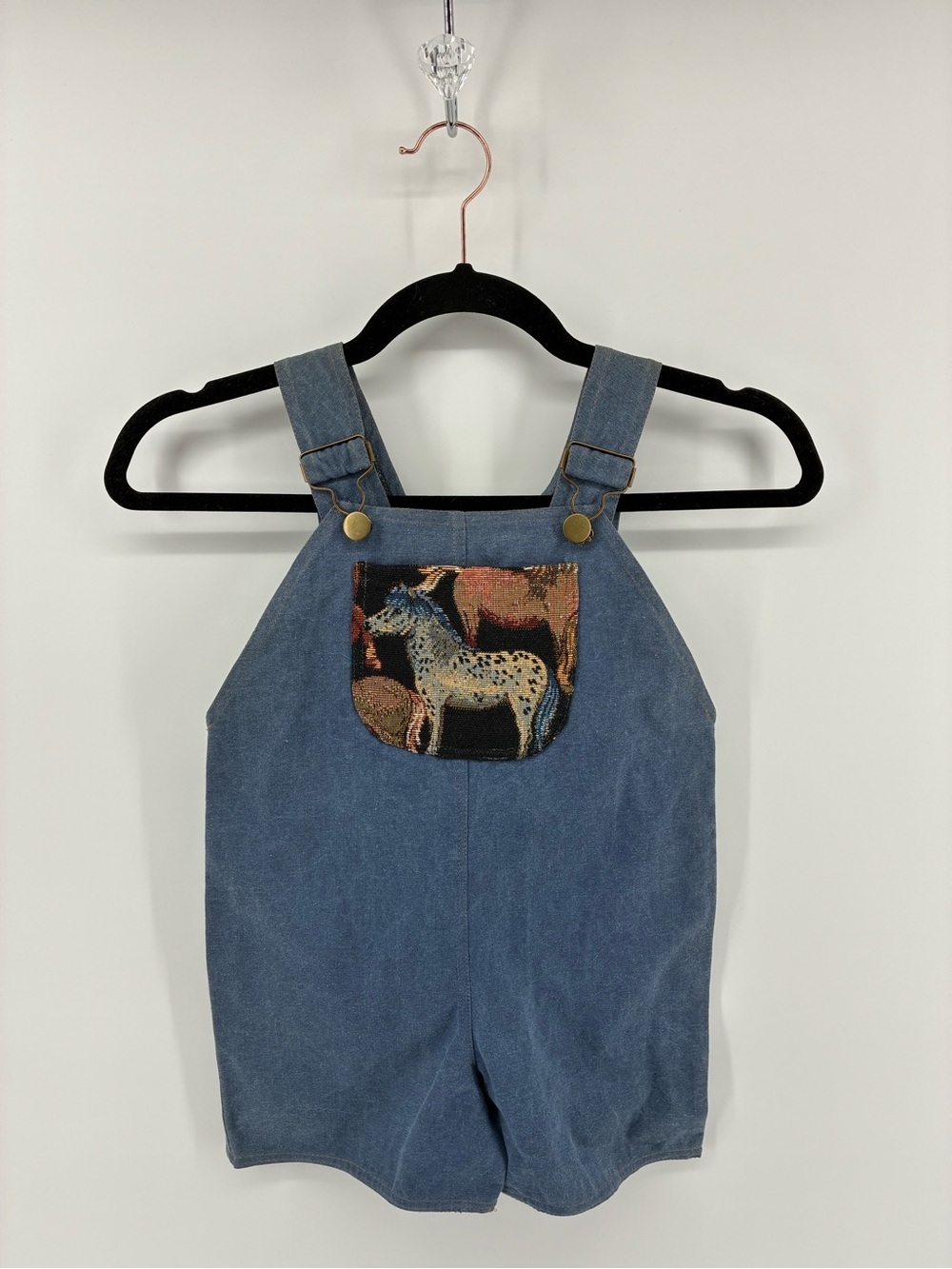 HANDMADE Blue Kids Denim Overalls with Horse Patch